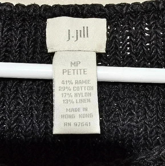 J. Jill Long Sleeve sweater Women's Medium Petite MP Black Knit Lines Blend - Picture 5 of 6
